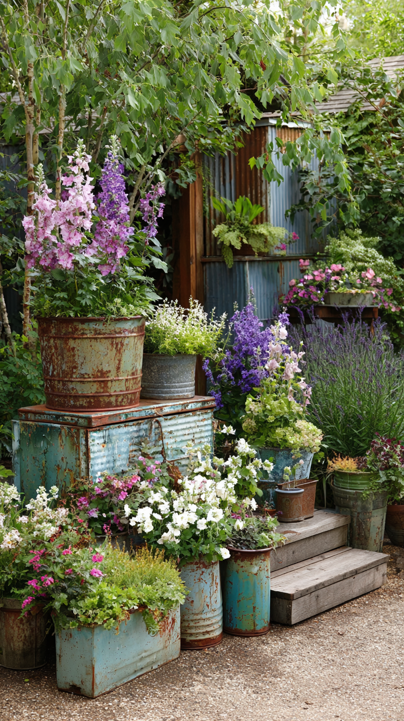 25+ Charming Antique Container Garden Ideas to Transform Your Outdoor Space 8 Designing with Character-Rich Miscellaneous Antiques