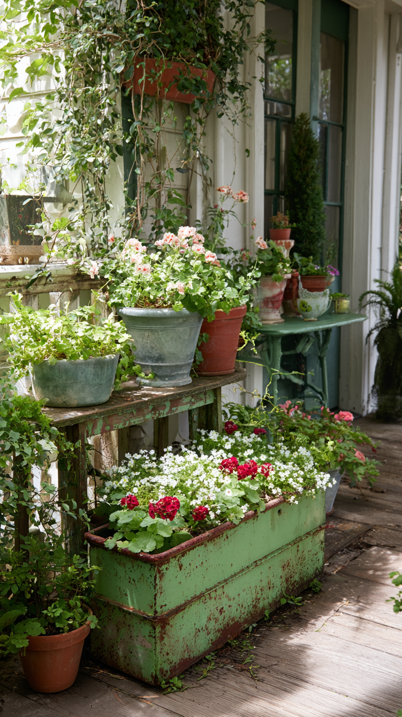 25+ Charming Antique Container Garden Ideas to Transform Your Outdoor Space 7 Elevating Your Garden with Repurposed Architectural Elements
