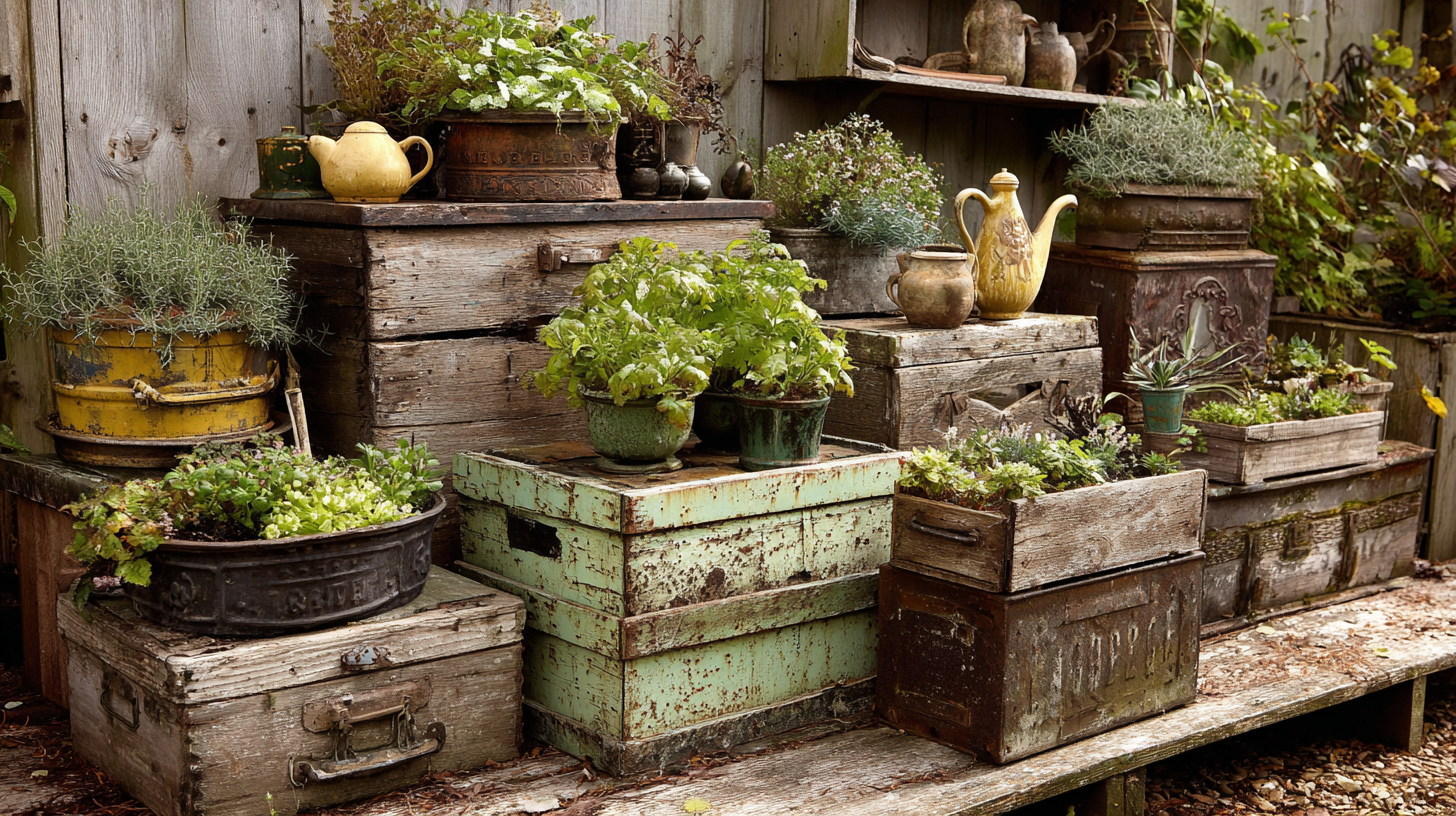 25+ Charming Antique Container Garden Ideas to Transform Your Outdoor Space 3 Repurposing Antique Furniture Pieces for Container Gardens