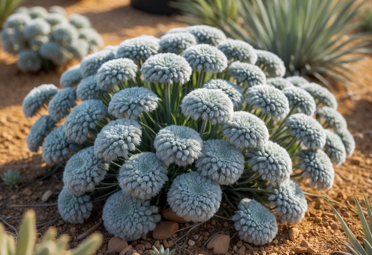 18+ Drought Resistant Plants: Proven Varieties Perfect for US Gardens and Landscapes 10 Close-up of silvery-gray Lamb’s Ear plants growing in dry soil outdoors.