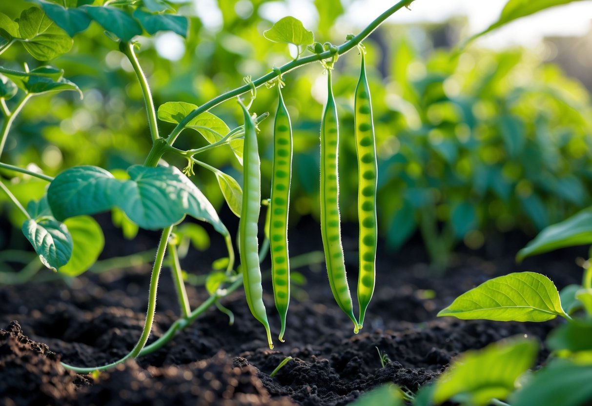 25+ Easy to Grow Vegetables: Varieties Perfect for Beginner Gardeners in the US 6 Fresh green beans growing on healthy plants in a garden with soil and sunlight.