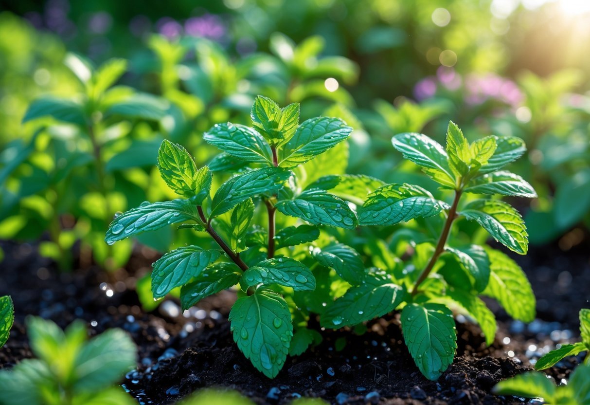 22+ Plants That Repel Mosquitoes: Effective Varieties for Your US Garden 7 Close-up of fresh green mint plants growing outdoors in a garden.