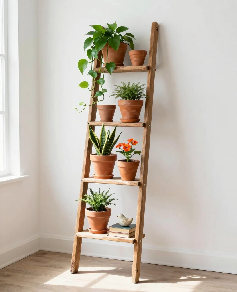 16 House Plant Display Ideas for Living Room Focal Points 2 16 House Plant Display Ideas for Living Room Focal Points 1. Plant Ladder Display 0