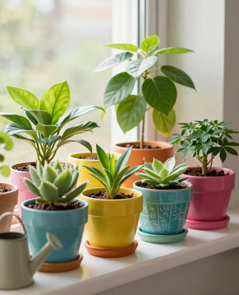 16 House Plant Display Ideas for Living Room Focal Points 12 16 House Plant Display Ideas for Living Room Focal Points 11. Colorful Plant Pots 0