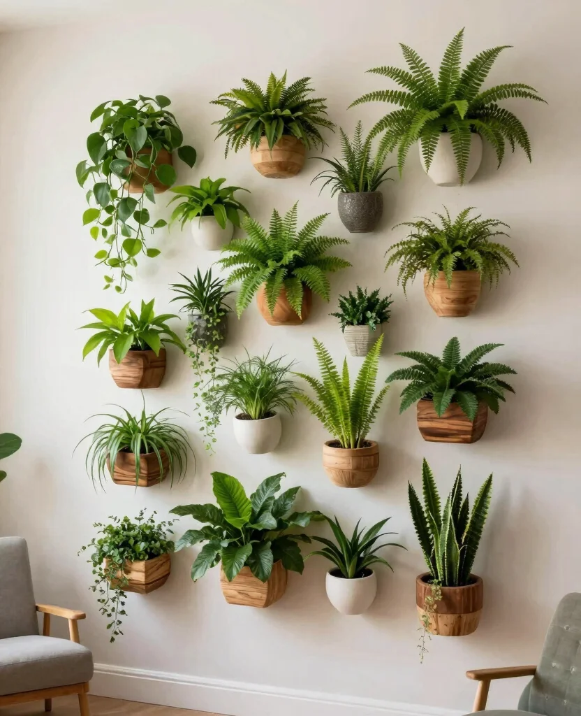 16 House Plant Display Ideas for Living Room Focal Points 9 16 House Plant Display Ideas for Living Room Focal Points 8. Artistic Plant Wall 0