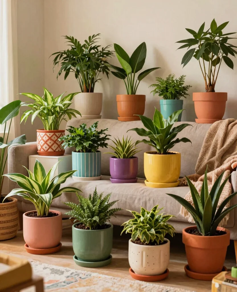 16 Indoor Plant Display Ideas Small Spaces Will Love 14. Use of Colorful Pots 0