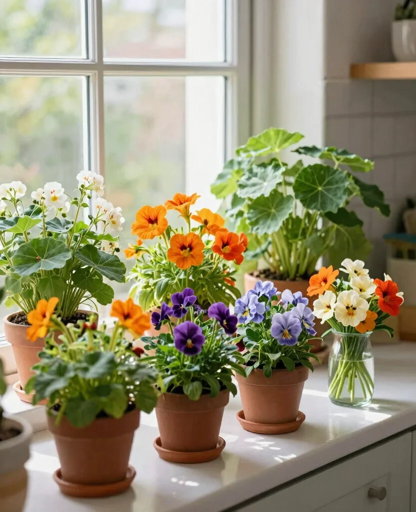 16 Plant Window Display Ideas to Maximize Natural Light 16 16 Plant Window Display Ideas to Maximize Natural Light 15. Edible Flower Displays 0