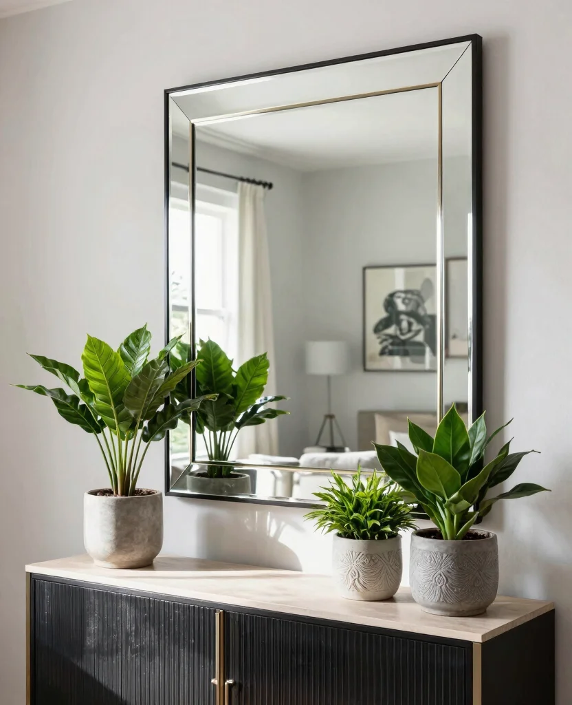 17 Indoor Plant Display Ideas to Refresh Your Living Space 13. Use of Mirrors to Enhance Plant Displays 0