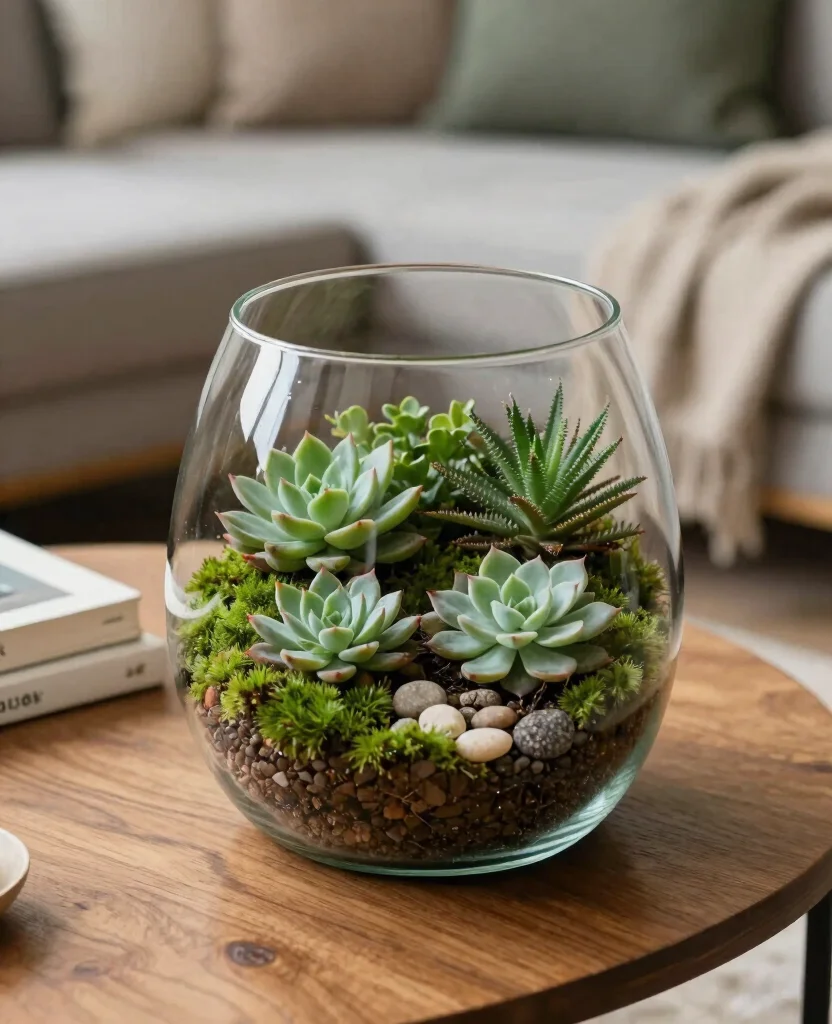 17 Indoor Plant Display Ideas to Refresh Your Living Space 7. Terrarium Displays 0