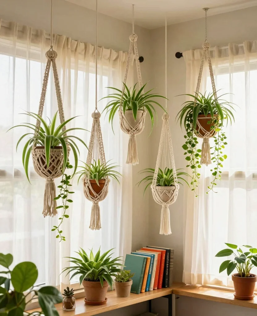 17 Spider Plant Display Ideas for a Stunning Green Look 2 17 Spider Plant Display Ideas for a Stunning Green Look 1. Macram Hangers for Vertical Greenery 0