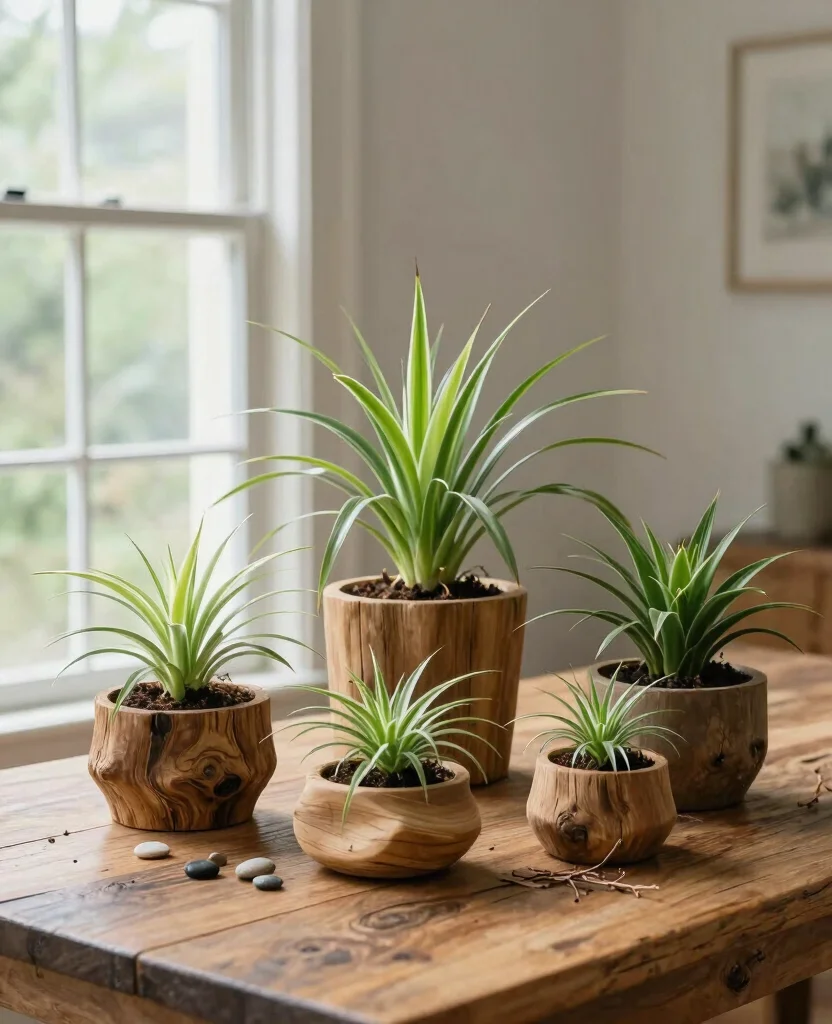 17 Spider Plant Display Ideas for a Stunning Green Look 11 17 Spider Plant Display Ideas for a Stunning Green Look 10. Natural Wood Planters for an Earthy Touch 0