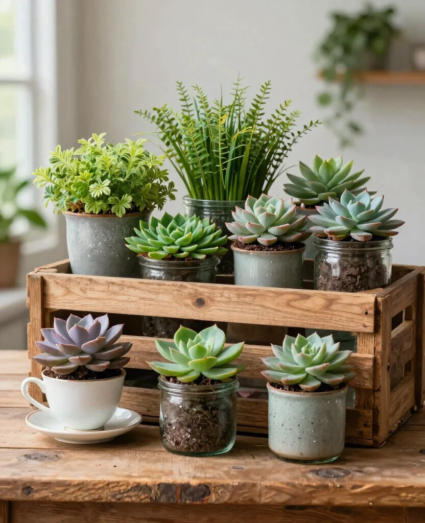 17 Unique Plant Display Ideas That Stand Out From the Rest 7. Upcycled Containers 0