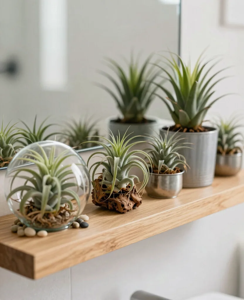18 Air Plant Display Ideas for Bathroom Spa-Like Transformations 2 18 Air Plant Display Ideas for Bathroom Spa Like Transformations 1. Floating Shelves with Air Plants 0