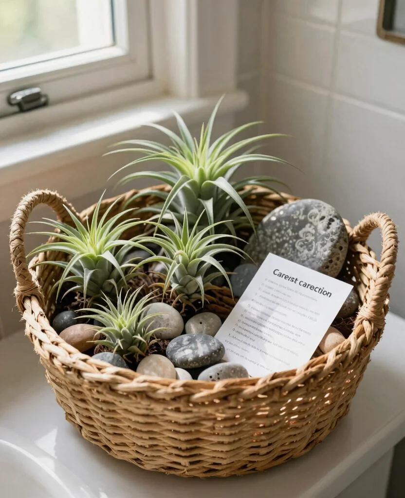 18 Air Plant Display Ideas for Bathroom Spa-Like Transformations 13 18 Air Plant Display Ideas for Bathroom Spa Like Transformations 12. Air Plant Kit in a Basket 0