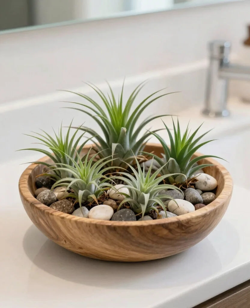 18 Air Plant Display Ideas for Bathroom Spa-Like Transformations 17 18 Air Plant Display Ideas for Bathroom Spa Like Transformations 16. Air Plant in a Bowl Display 0