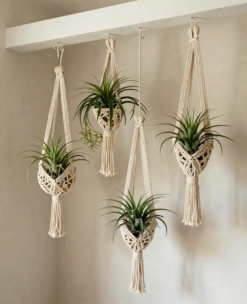 18 Air Plant Display Ideas for Bathroom Spa-Like Transformations 3 18 Air Plant Display Ideas for Bathroom Spa Like Transformations 2. Macrame Plant Hangers 0
