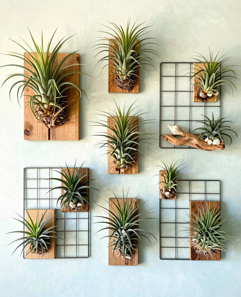 18 Air Plant Display Ideas for Bathroom Spa-Like Transformations 5 18 Air Plant Display Ideas for Bathroom Spa Like Transformations 4. Air Plant Wall Art 0
