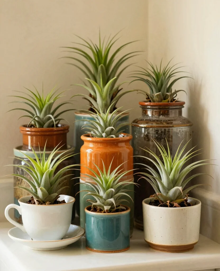18 Air Plant Display Ideas for Bathroom Spa-Like Transformations 6 18 Air Plant Display Ideas for Bathroom Spa Like Transformations 5. Vintage Containers 0