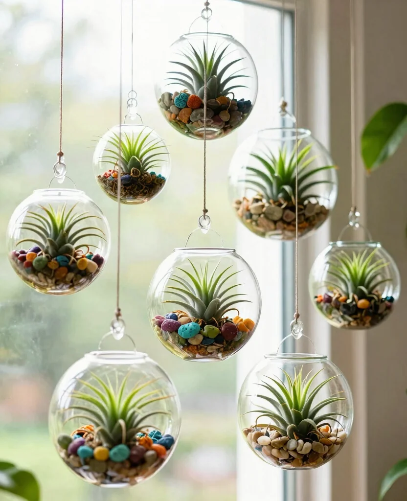 18 Air Plant Display Ideas to Elevate Your Home Decor 1. Hanging Glass Terrariums 0