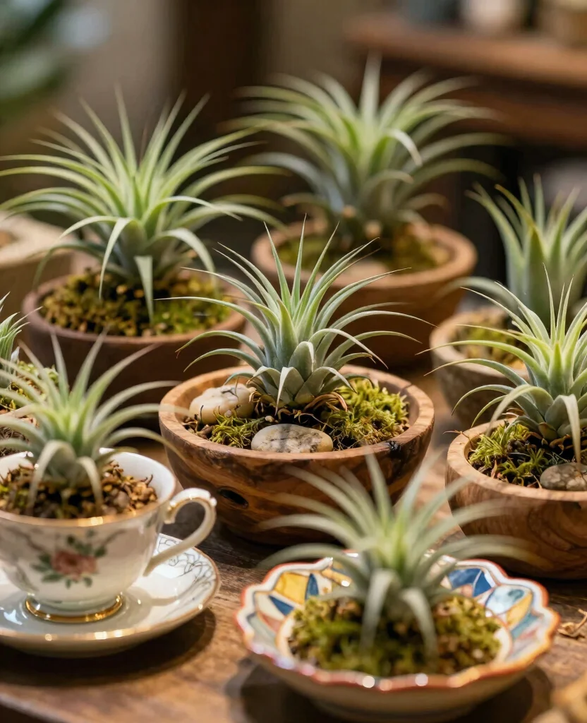 18 Air Plant Display Ideas to Elevate Your Home Decor 4. Creative Use of Unique Containers 0