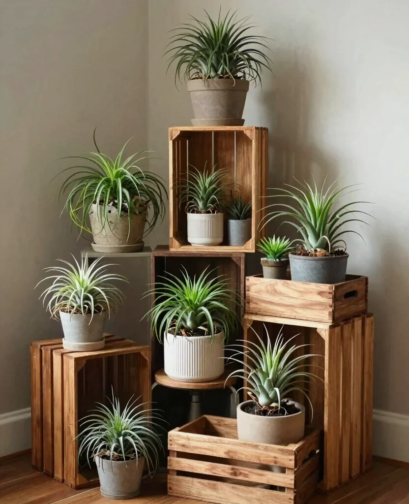 18 Hanging Air Plant Display Ideas for a Vertical Garden 12. Stacked Plant Displays 0