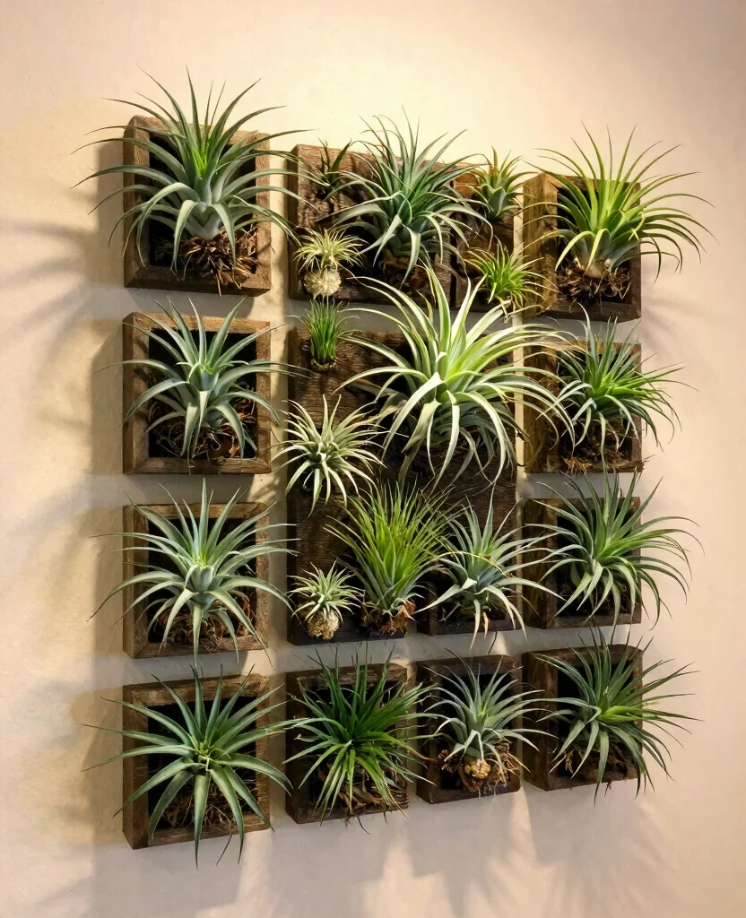 18 Hanging Air Plant Display Ideas for a Vertical Garden 14. Wall Mounted Planter Frames 0