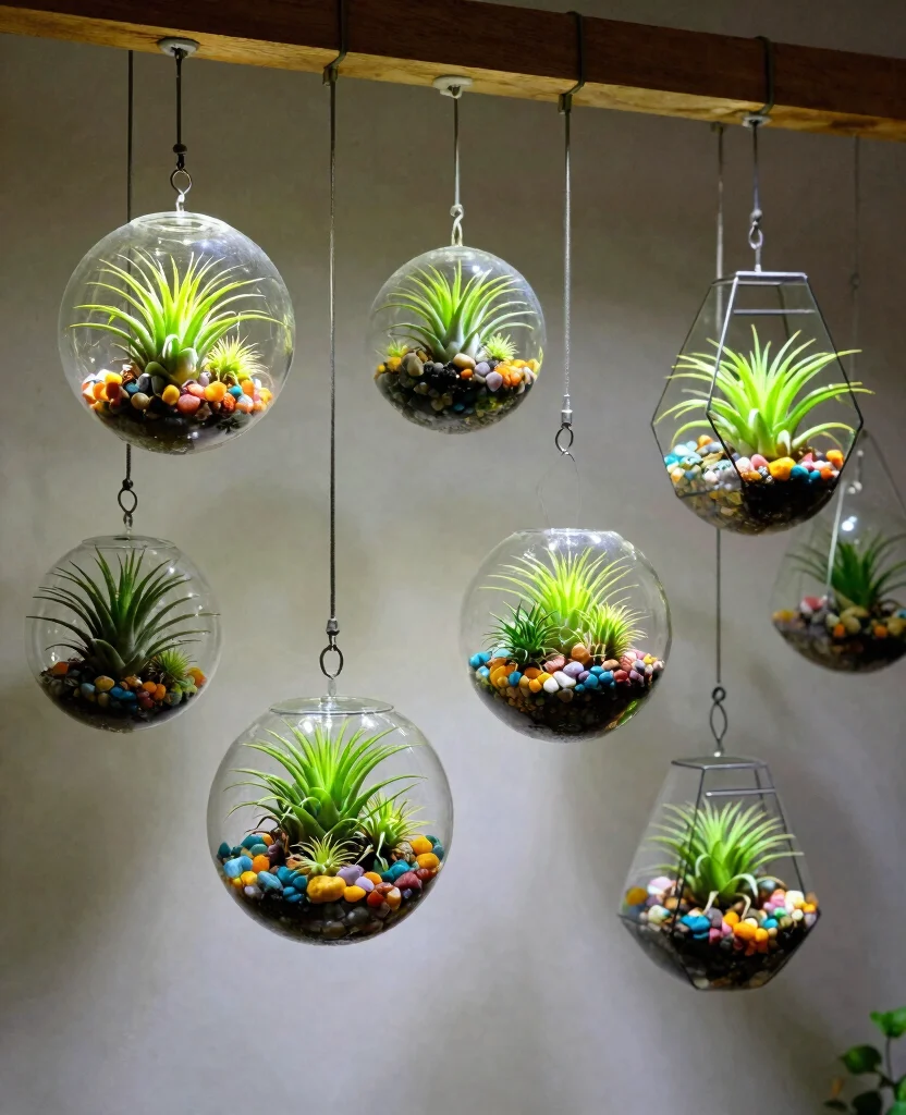 18 Hanging Air Plant Display Ideas for a Vertical Garden 3. Hanging Terrariums 0