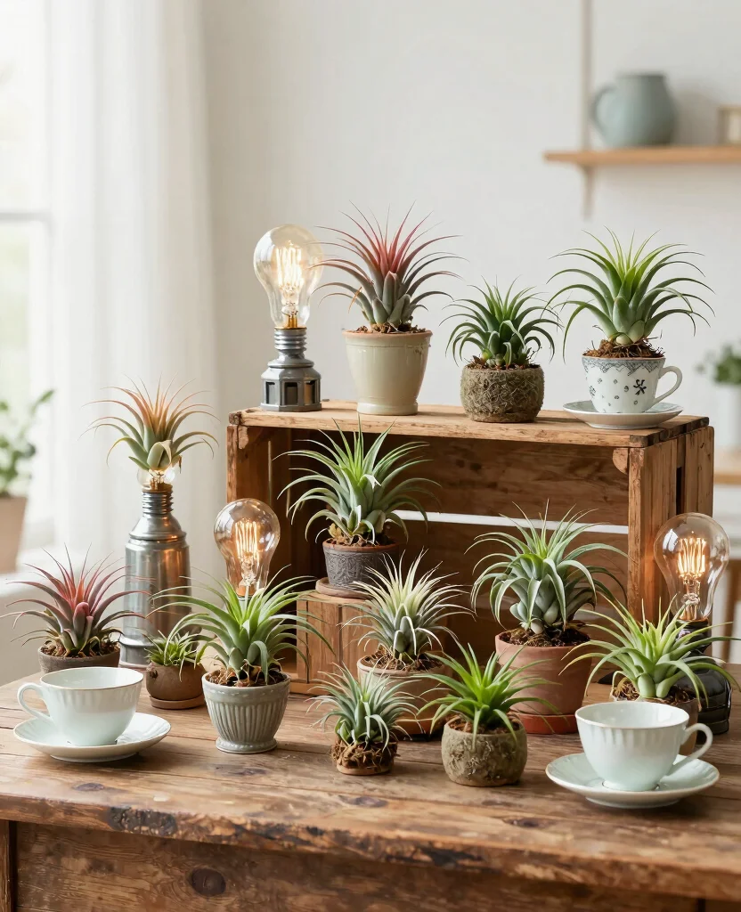 18 Hanging Air Plant Display Ideas for a Vertical Garden 7. Repurposed Objects 0