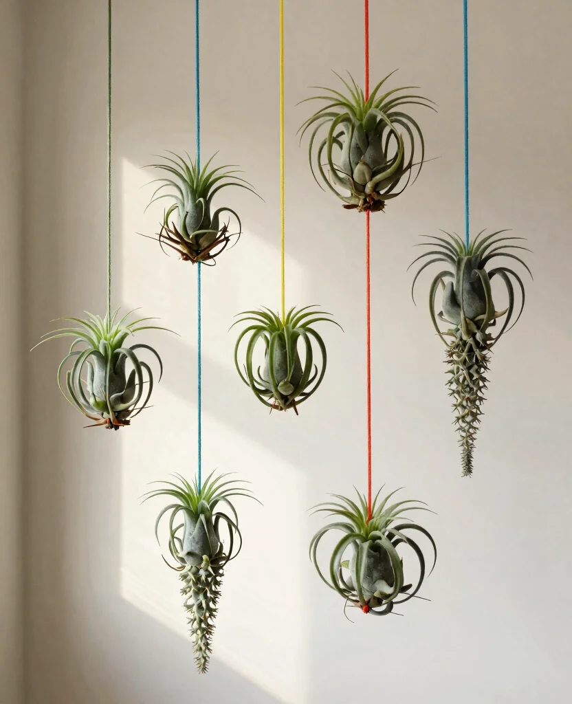 18 Hanging Air Plant Display Ideas for a Vertical Garden 8. Simple String Displays 0