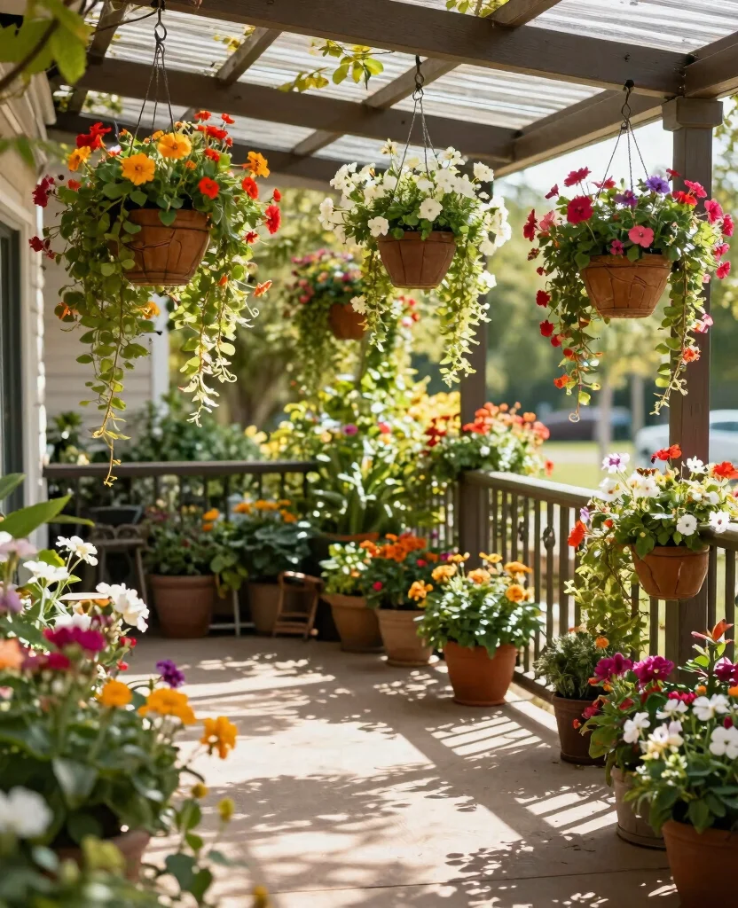 18 Outdoor Plant Display Ideas for Your Porch or Patio 3. Hanging Baskets 0