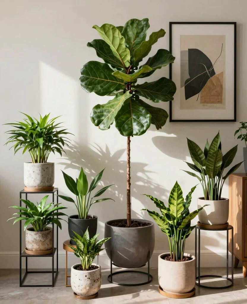 19 Large Plant Display Indoor Tips for Massive Greenery 11. Use Decorative Stands 0