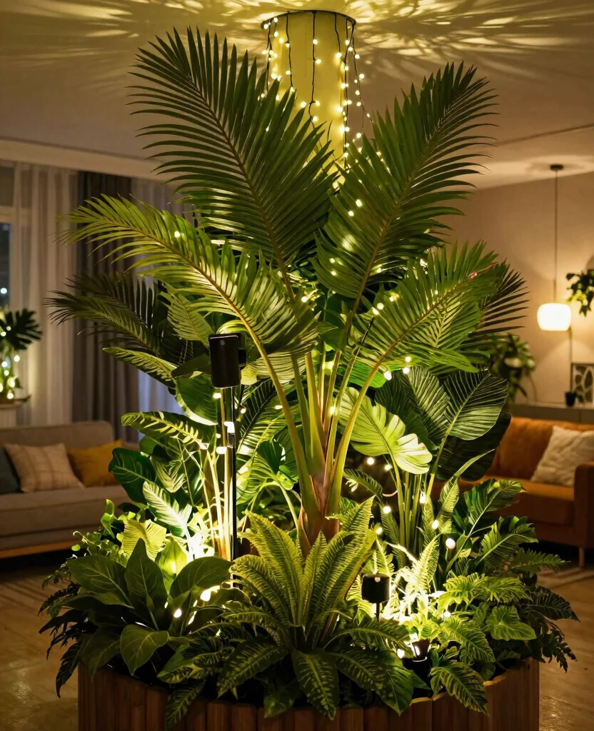 19 Large Plant Display Indoor Tips for Massive Greenery 14. Incorporate Indoor Lighting 0