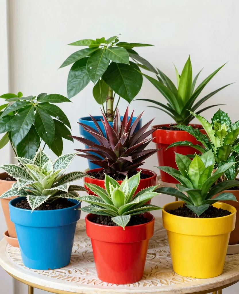 19 Large Plant Display Indoor Tips for Massive Greenery 5. Use Colorful Pots 0