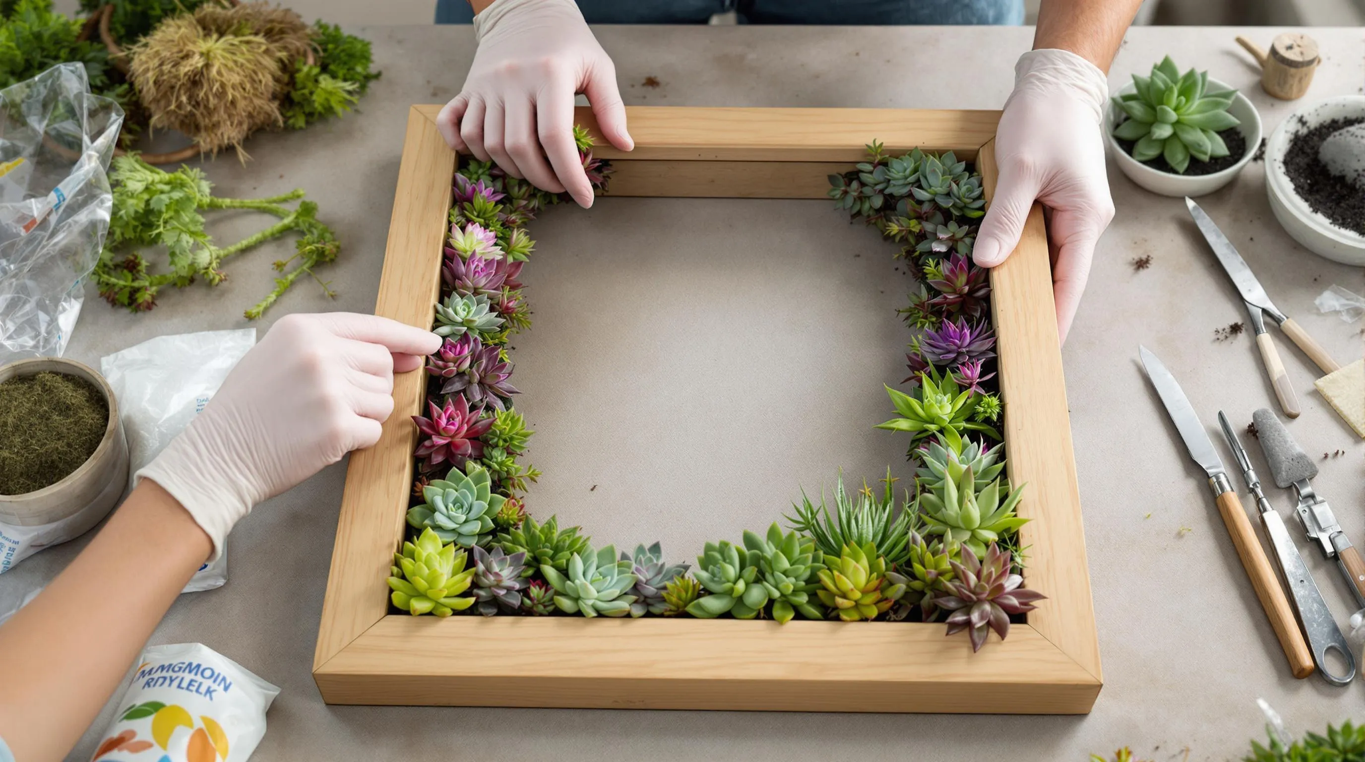1 succulent wall frame garden ideas