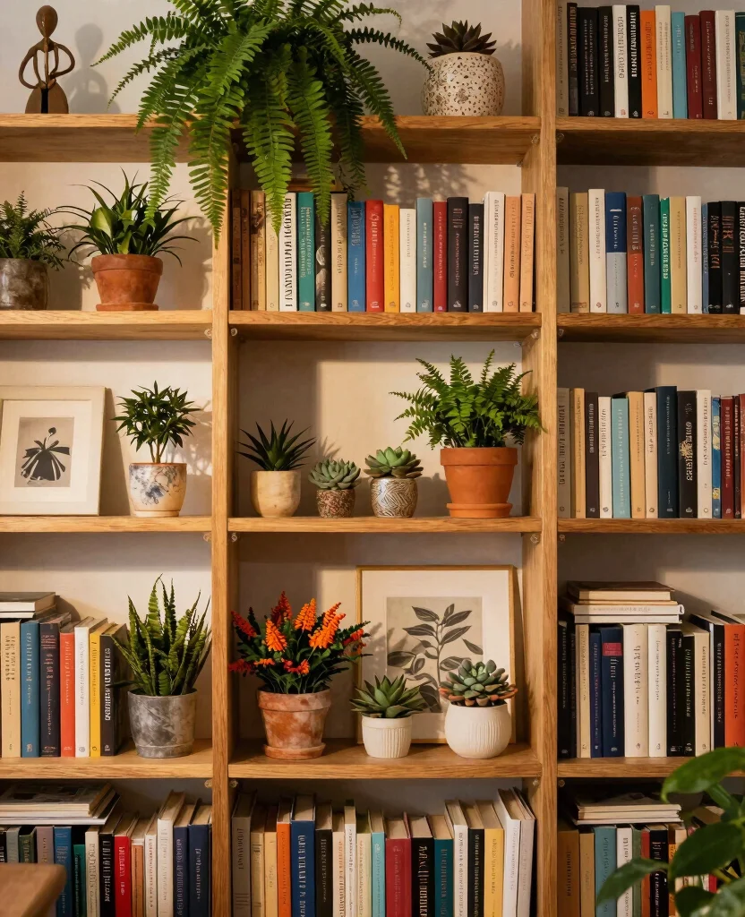 20 Creative Plant Display Indoor Setups for Art Lovers 3. Bookshelf Jungle 0