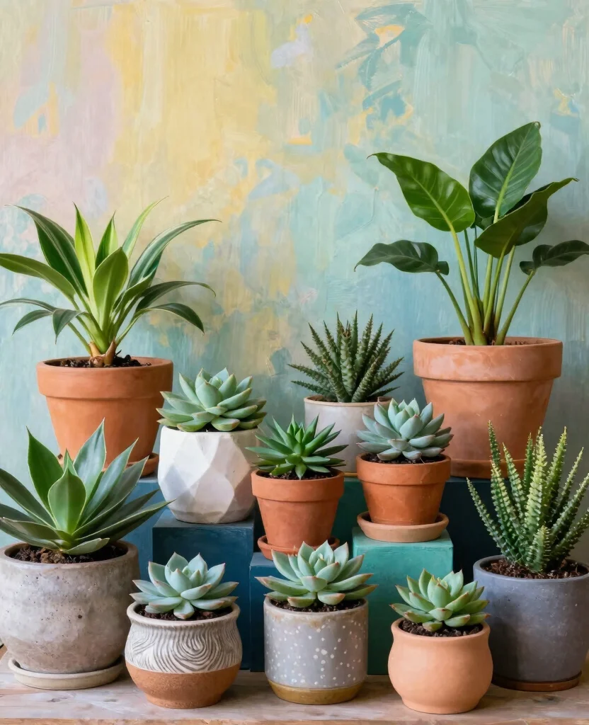 20 Creative Plant Display Indoor Setups for Art Lovers 4. Artistic Pot Display 0