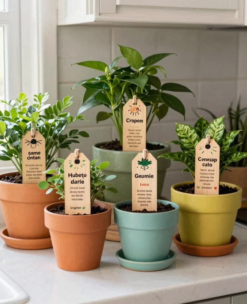 20 House Plant Display Ideas for a Lush Indoor Jungle 20. Personalized Plant Tags 0