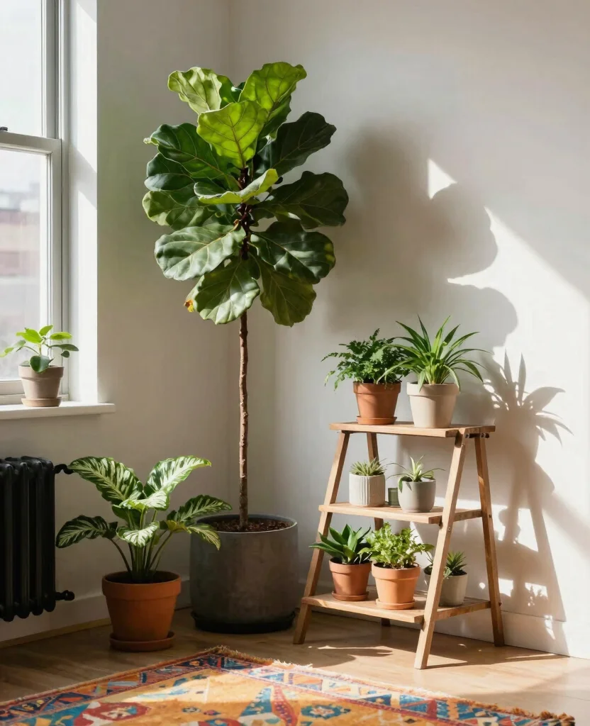 20 House Plant Display Ideas for a Lush Indoor Jungle 5. Corner Displays 0