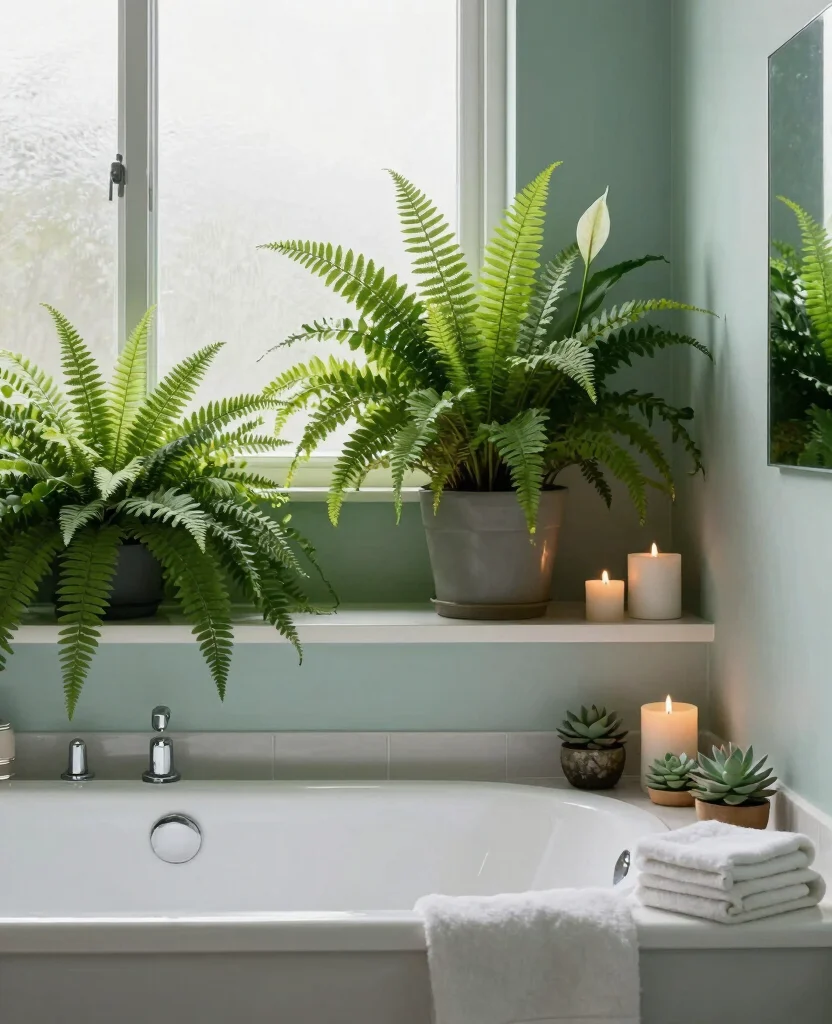 20 House Plant Display Ideas for a Lush Indoor Jungle 7. Bathroom Oasis 0