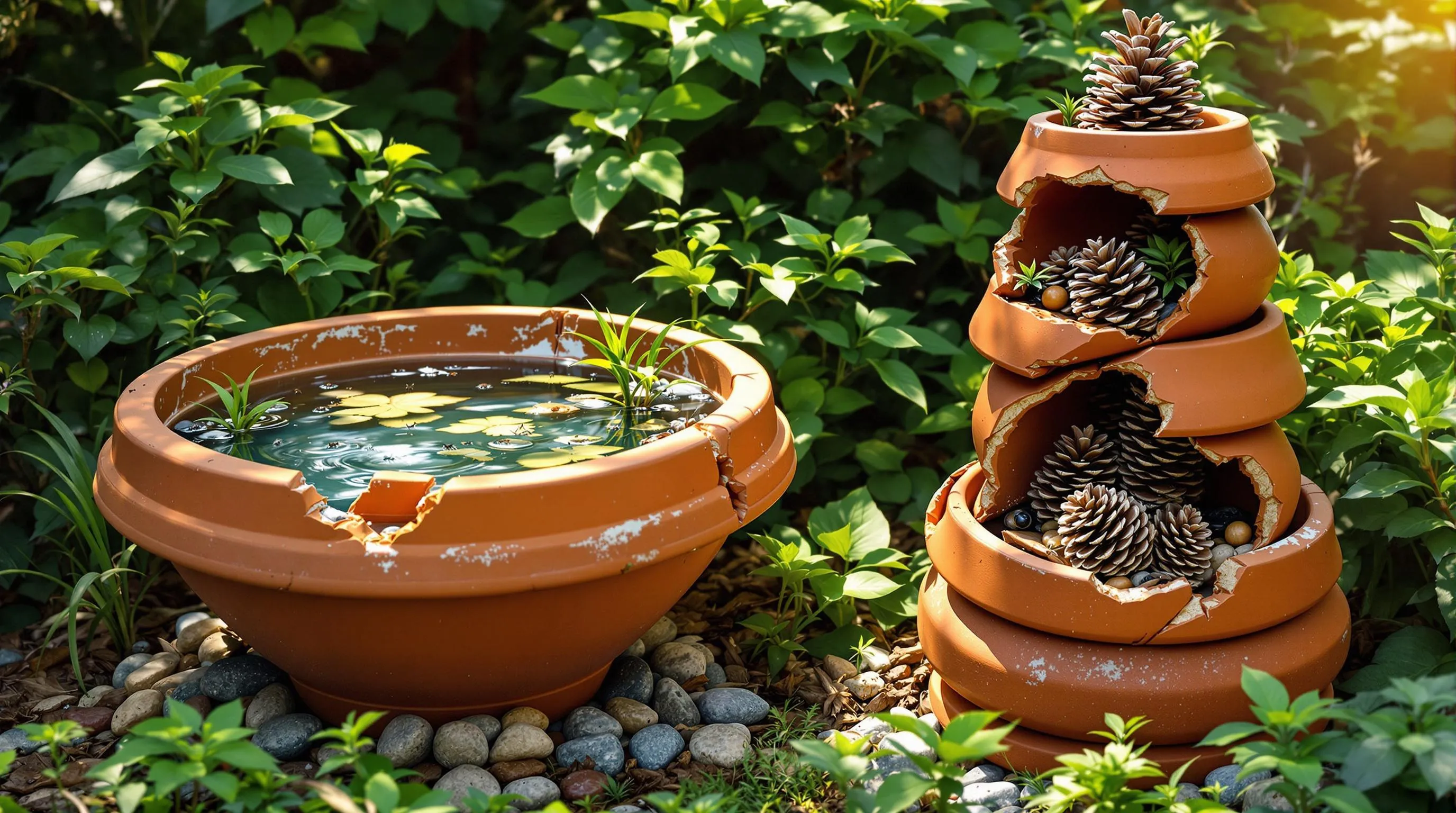 10 Magical Broken Pot Garden Ideas: Transform Shattered Pottery into Garden Art 8 6 broken pots garden ideas