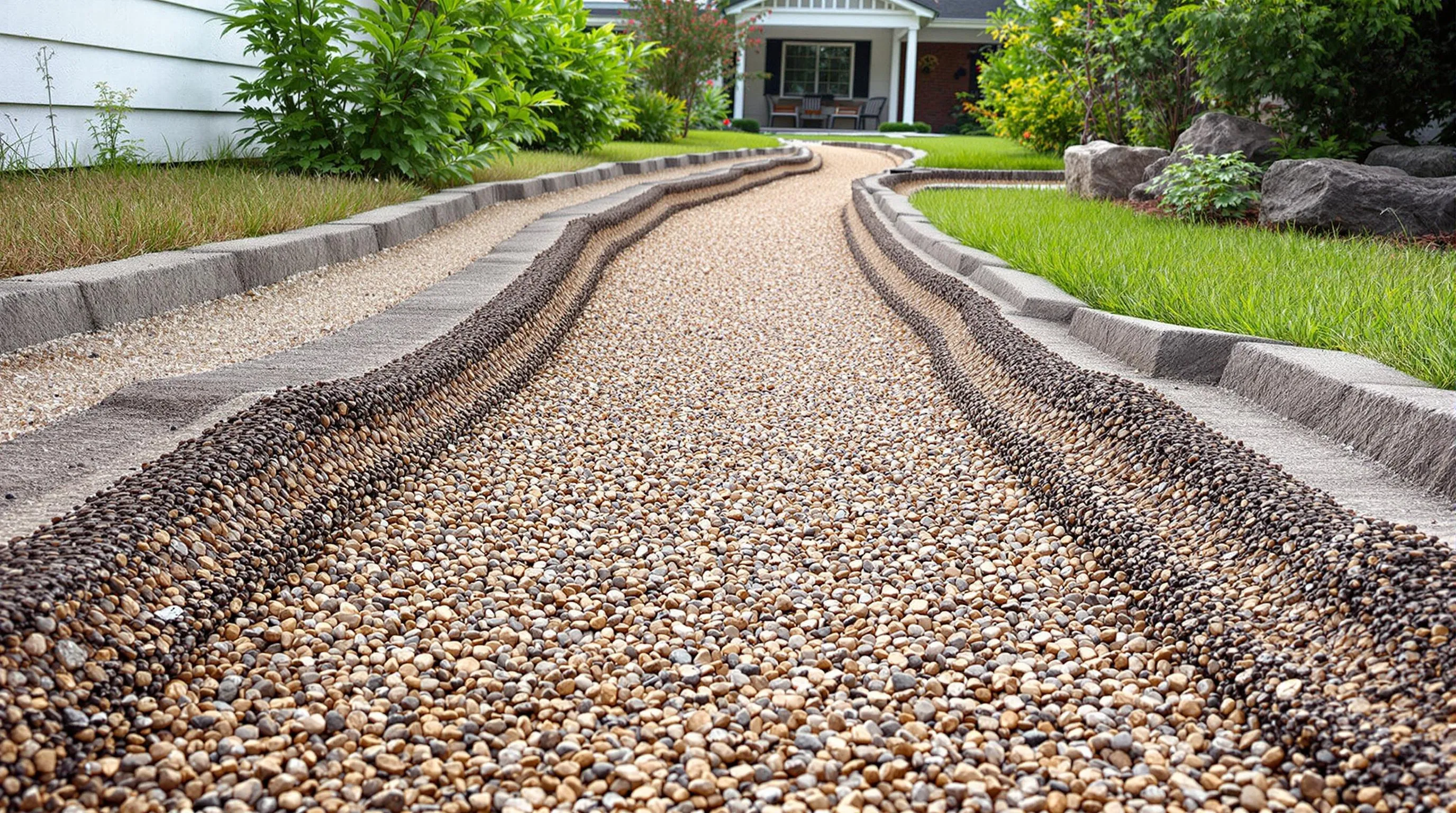 2 gravel drainage path