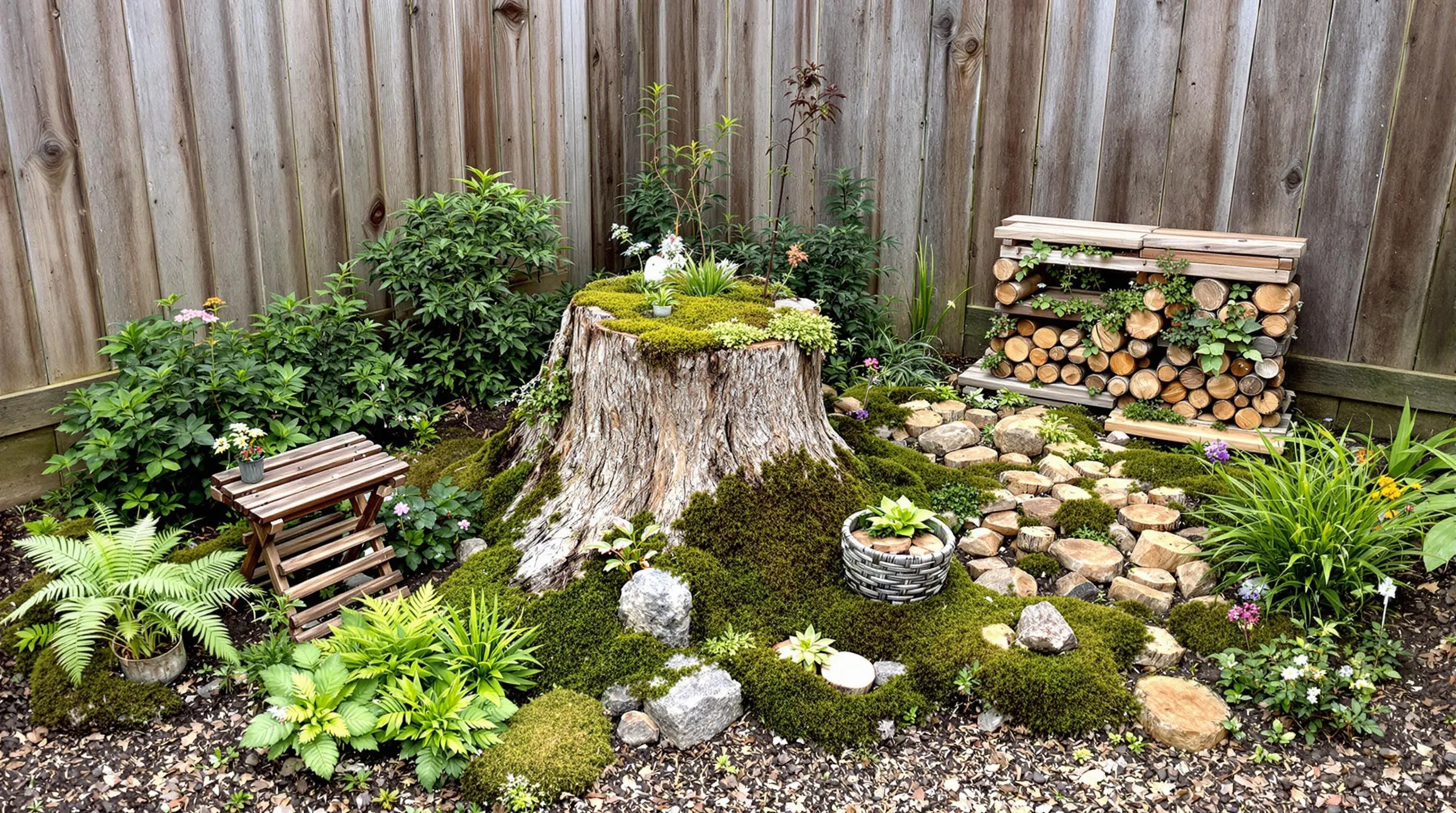 3 stumpery garden ideas
