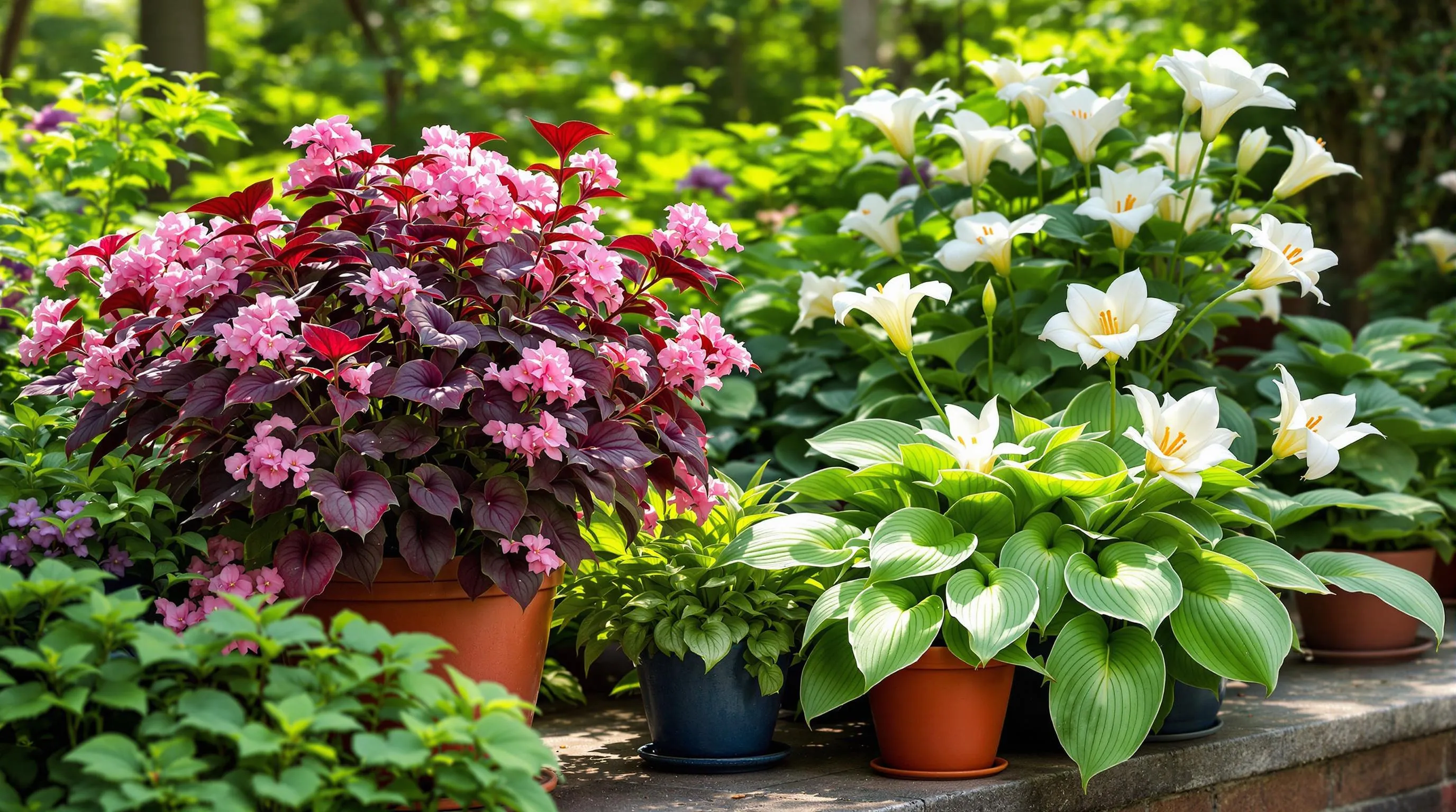 4 flowers for pots in shade
