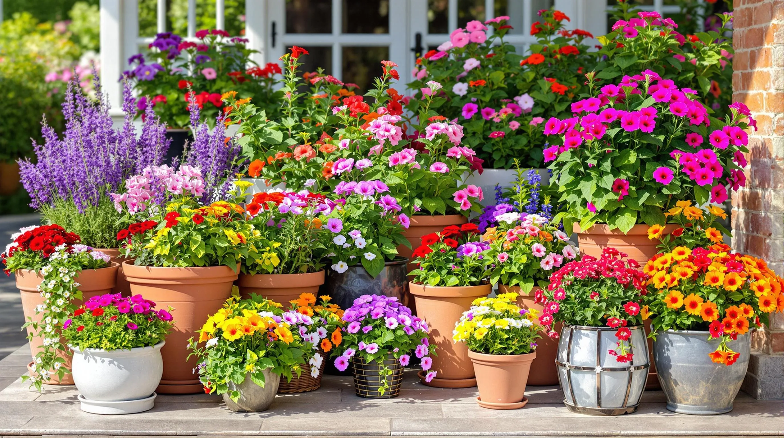 potted flowers for patio ideas